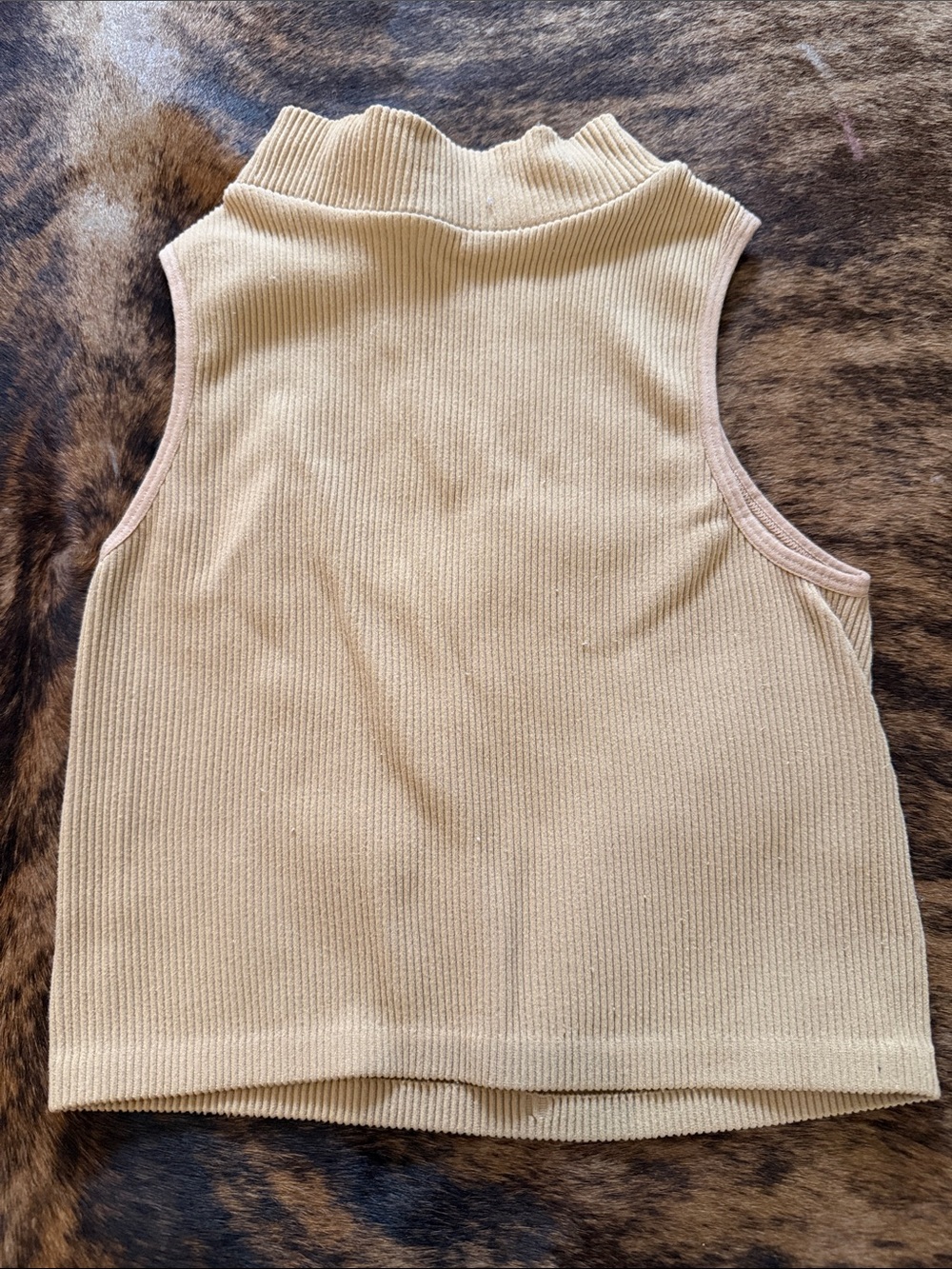 Love Tree Cream Ribbed Mock Neck Crop Top